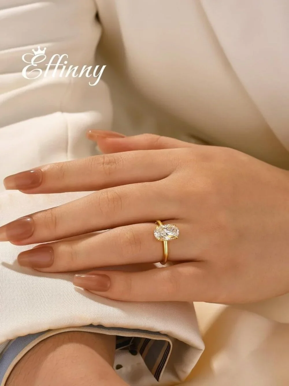 Stunning 3.5 Carat Elongated Oval Cut Engagement Ring, 925 Sterling Silver